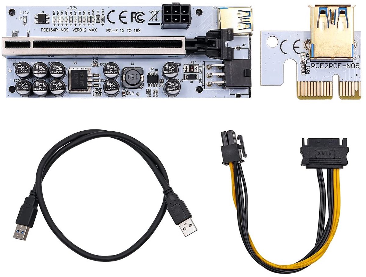 Dailygoods - PCI-E Adapterkaart 1x naar 16X met USB 3.0