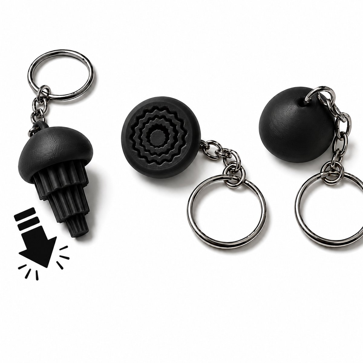 Jellyfish Fidget Toy Sleutelhanger - Anti Stress Speeltje Voor Kinderen En Volwassenen - Sensorisch Friemelspeeltje - Pocket Toy - Fidget Keychain - Cadeau Voor Autisme ADHD Stressvermindering - Print In Place Design - Compact Formaat - Zwart