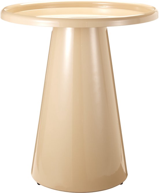 Beige glanzende bijzettafel met conische voet.