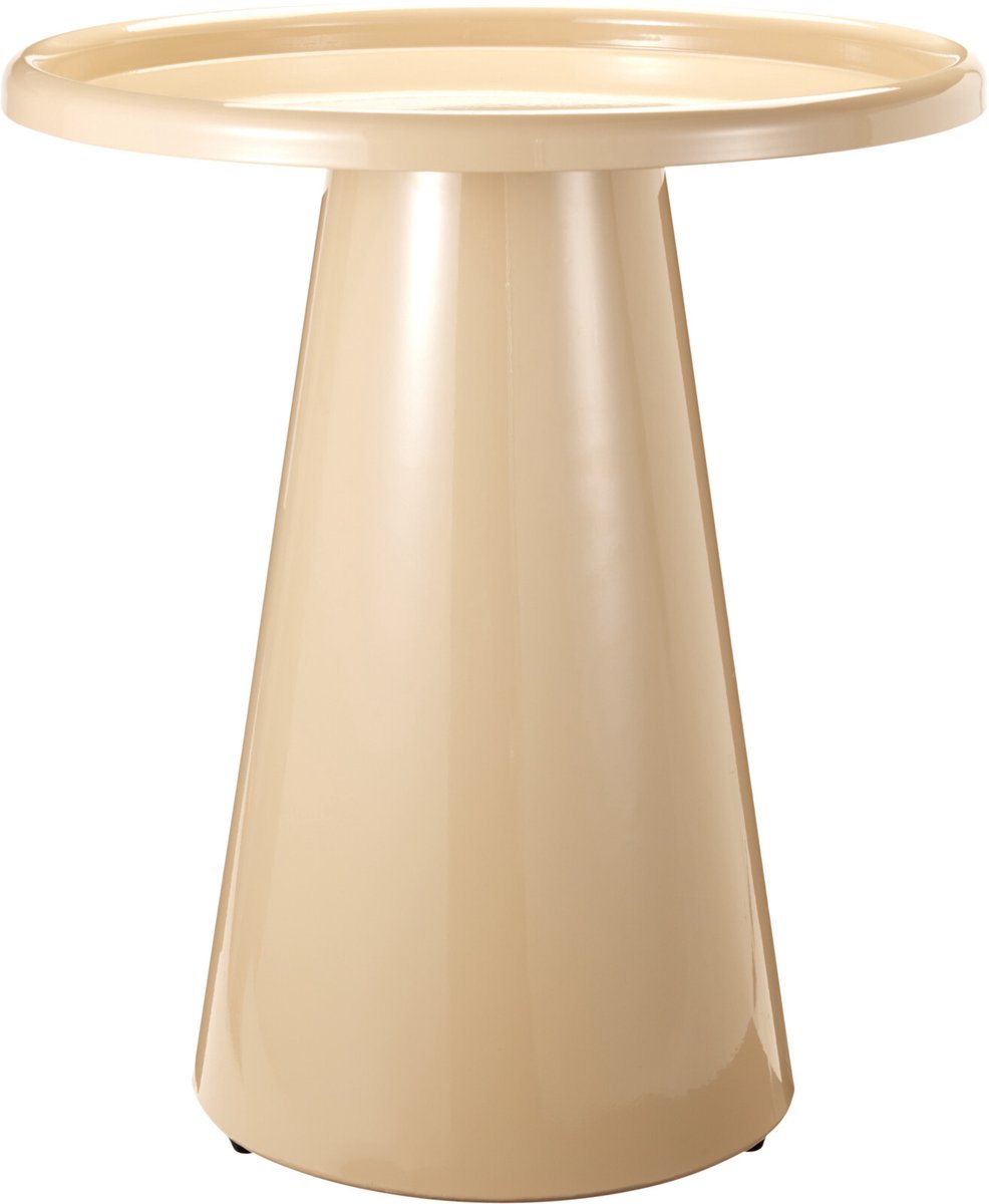 In & Out Deco Bijzettafel - Rond 43 cm - Hoog 48,5 cm - Beige glanzend