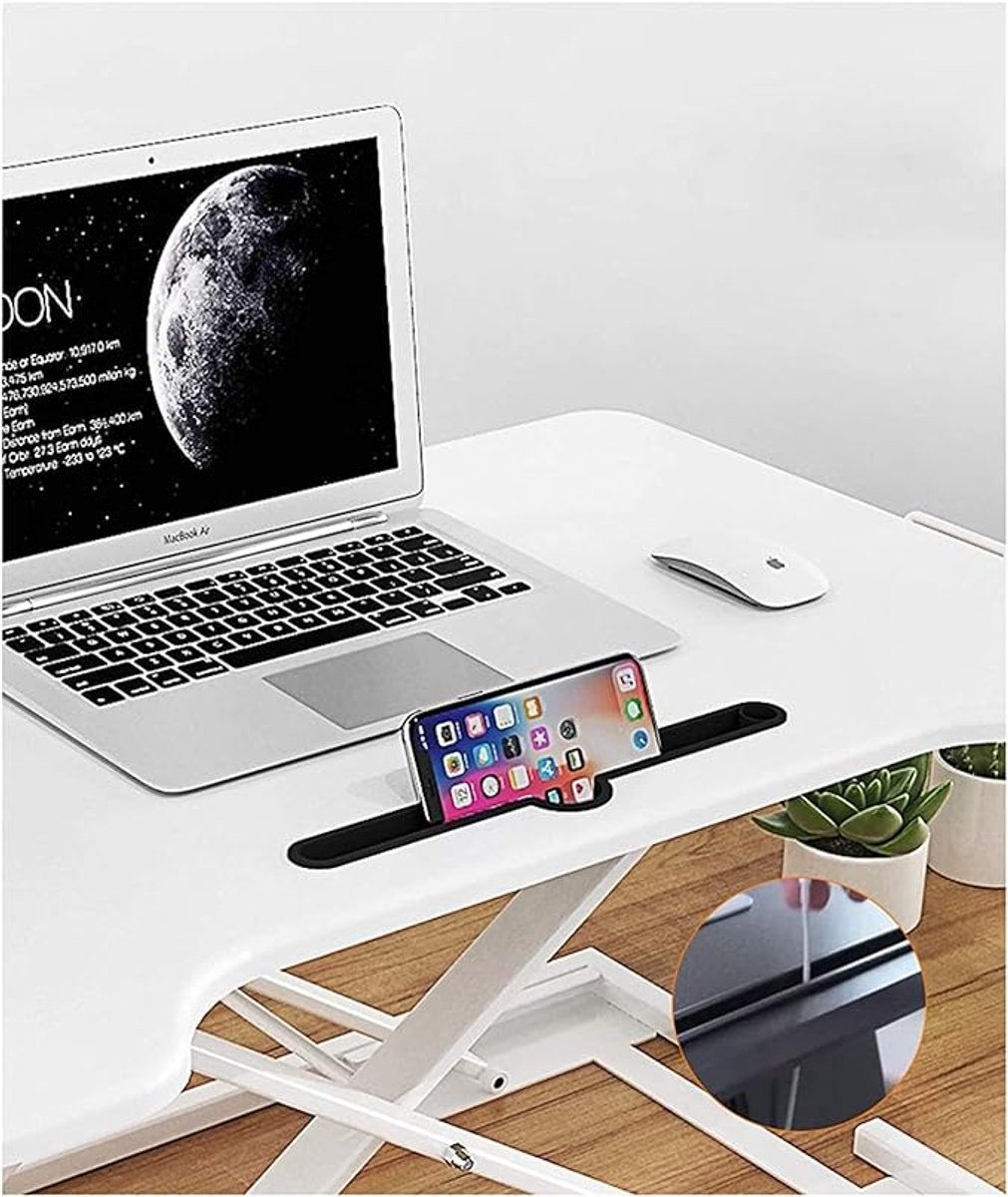 Verstelbare Staande Laptop Bureau Converter 6–41 cm Hoogte Verstelbaar Ergonomische Laptop Verhoger Opvouwbaar Computer Riser met X-Frame Staalconstructie Industriële Stijl
