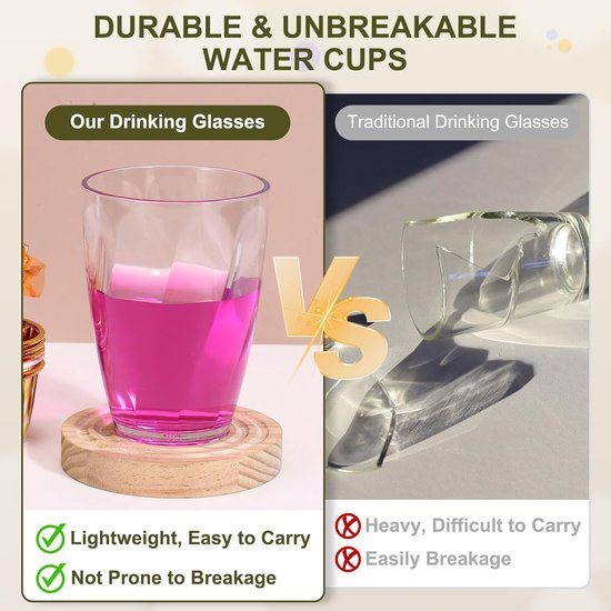 Herbruikbare Kunststof Bekers - Plastic Drinkglazen - Dranken Serveren - Onbreekbaar Stapelbaar - 390 ml - Amber — afbeelding 2