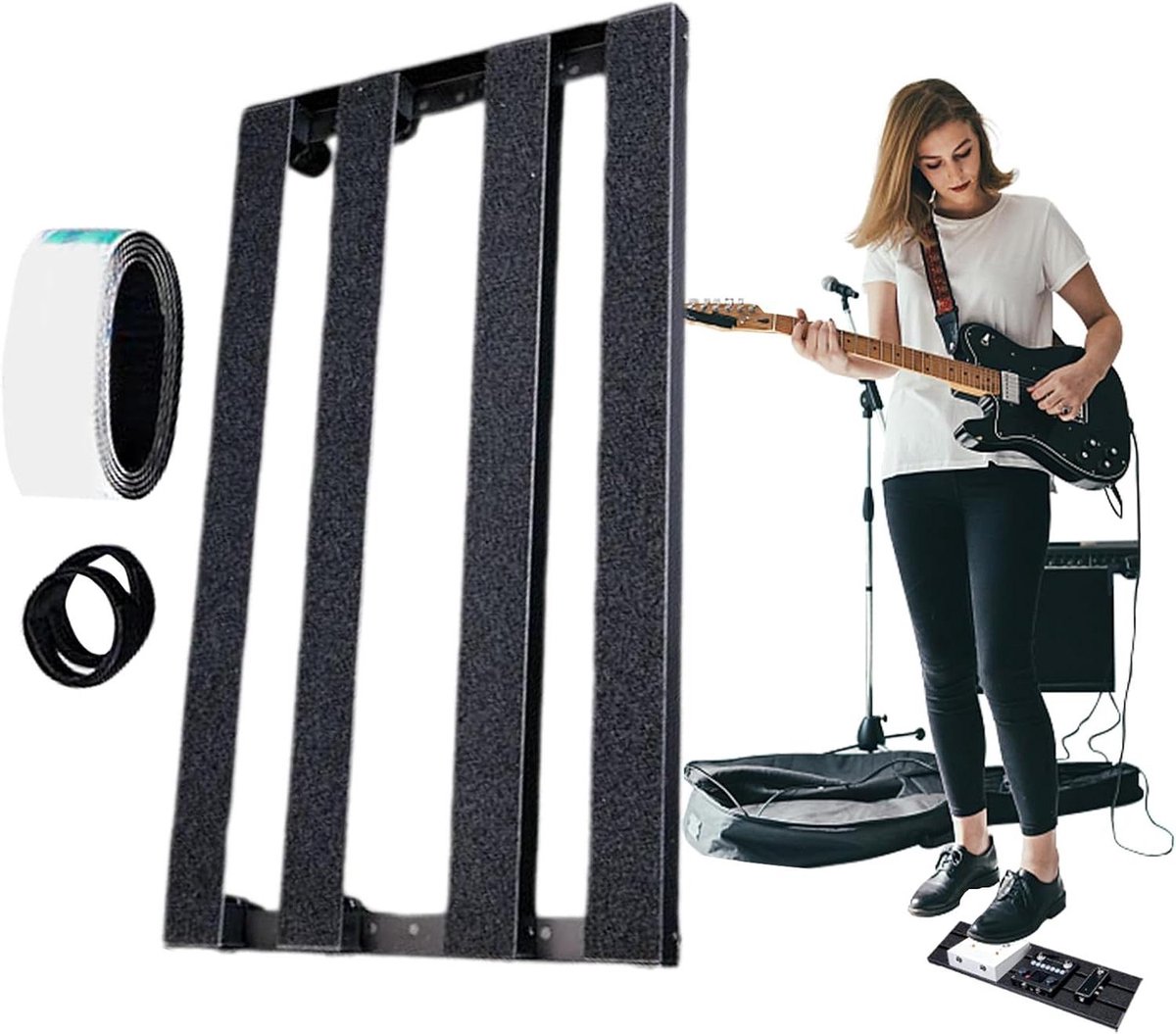 Gitaar Pedalboard - Effectenbord - Muziek Setup - Efficiënt Kabelbeheer - 48.5 cm - Mat Zwart