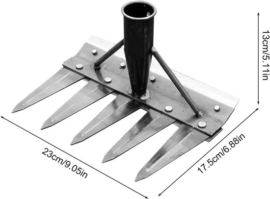 Tuinhark - Onkruidverwijderaar - Gazononderhoud - Dubbelzijdige kop - 5 tanden - Metaal — afbeelding 5