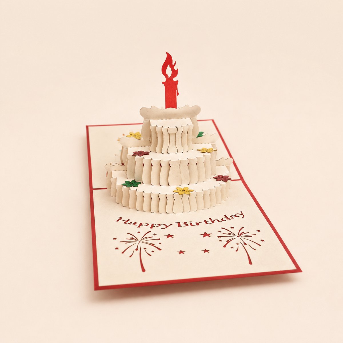 Paperbloom Pop Up Kaart Verjaardag – 3D Wenskaart met Verjaardagstaart, Kaars en Happy Birthday Tekst