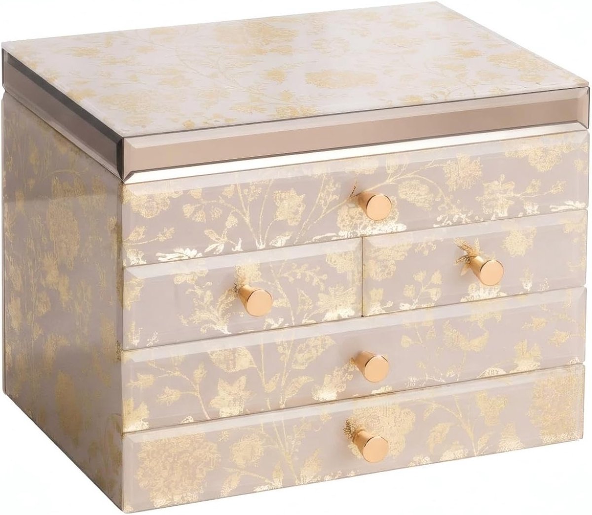 Elegante 4-laagse sieradenopberger met fluwelen voering voor ringen, kettingen en armbanden - Perfect als cadeau voor Valentijnsdag en andere gelegenheden