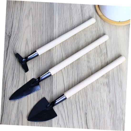 Mini Tuingereedschap - Kleine Hark - Kinder Tuinieren - Duurzaam Houten Handvat - 21 cm Lengte - Zwart — afbeelding 4