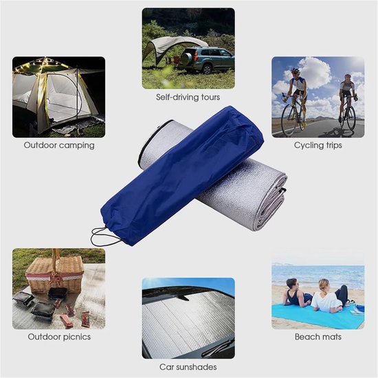 Campingmat Strandmat - Buitenmat Slaapmat - Outdoor Activiteiten - Waterdicht Vochtbestendig - 2 x 2 m - Zilver — afbeelding 2