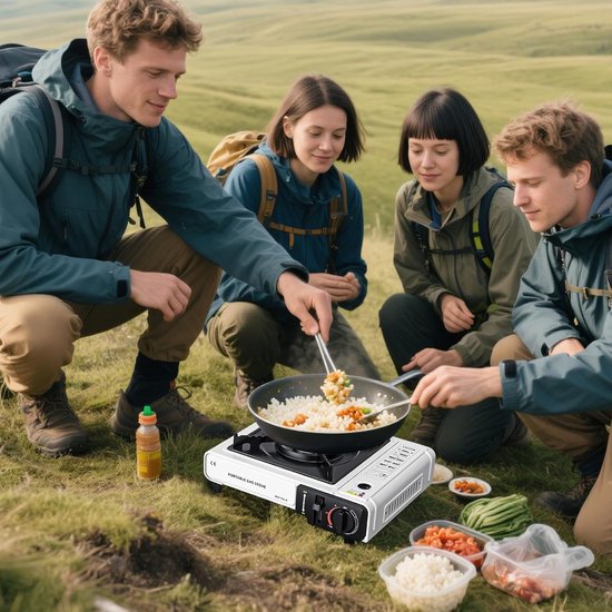 Camping Kookstel - Draagbare Grill - Outdoor Koken - Dubbele Brandereenheid - Compact Ontwerp - Metaal van Camping — afbeelding 3