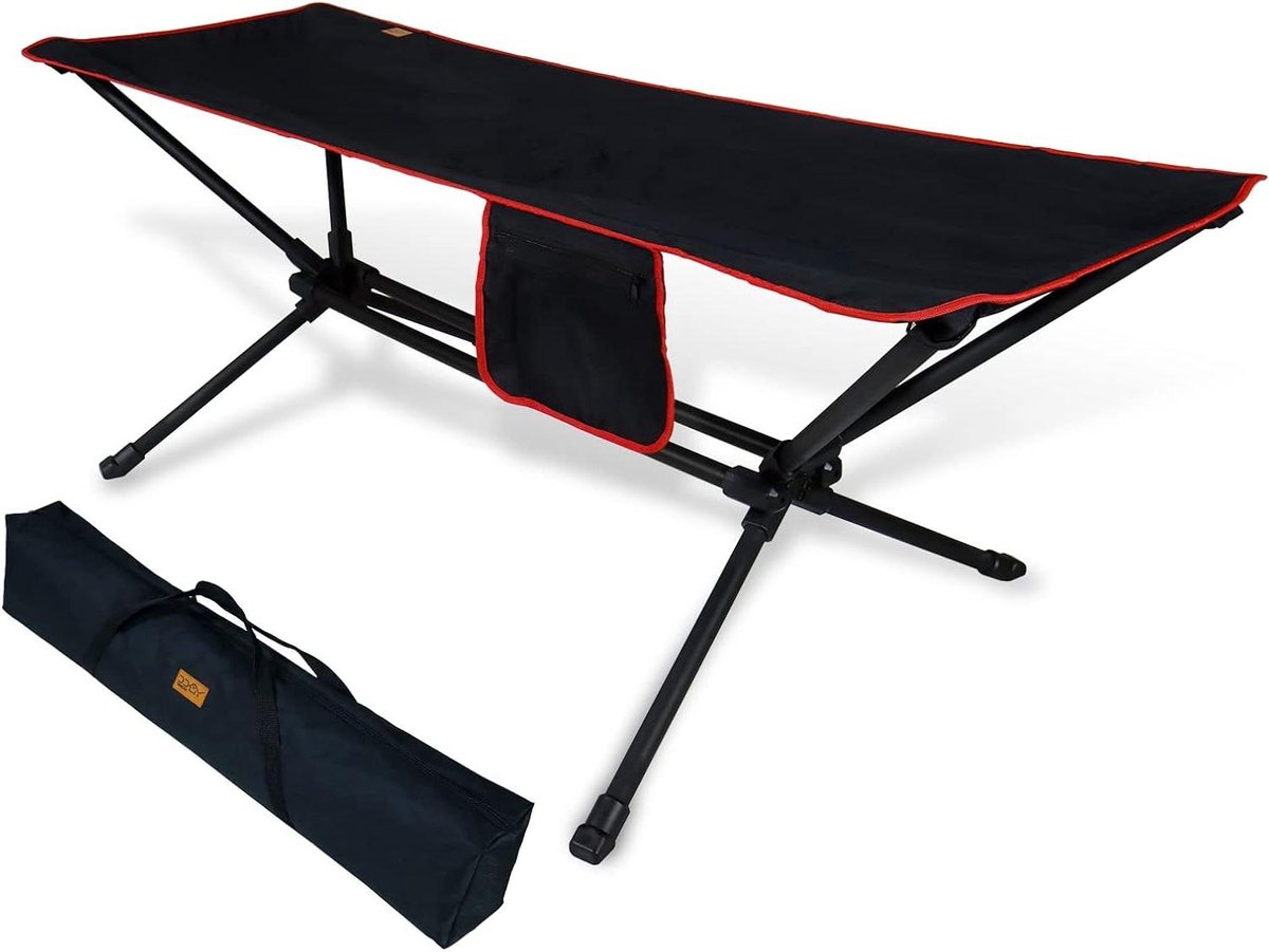 Campinghangmat - Outdoor Lounger - Ontspannen Buiten - Lichtgewicht Frame - 2x0.7 Meter - Zwart