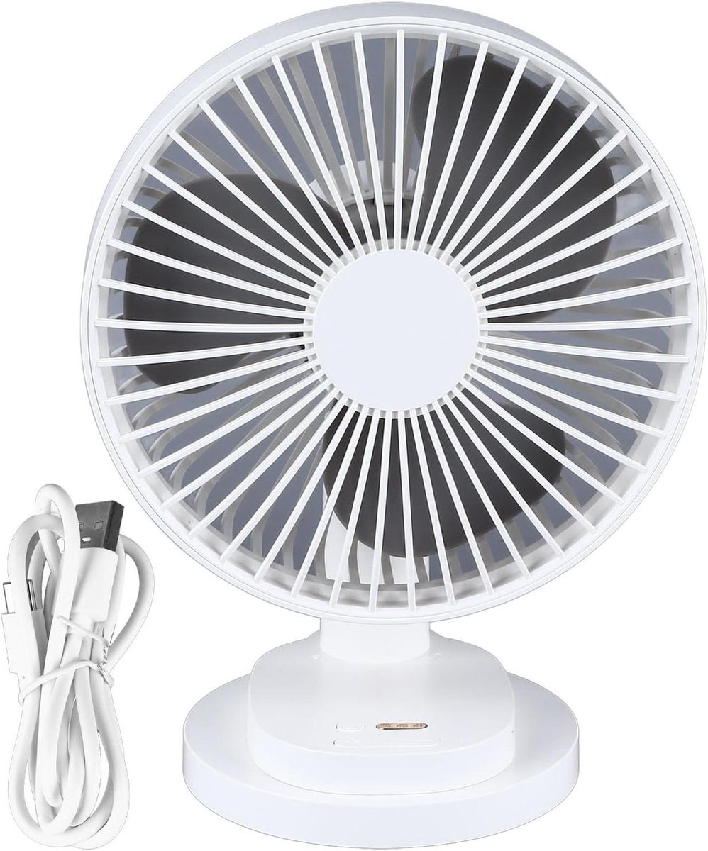 Draagbare Ventilator - Mini Tafelventilator - Persoonlijke Koeling - 4 Snelheden Timer - 24x18x13 cm - Wit