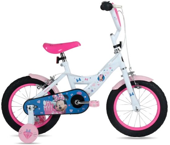 Disney Minnie Mouse Kinderfiets - Meisjes - 14 inch - Wit Roze - Twee handremmen — afbeelding 5
