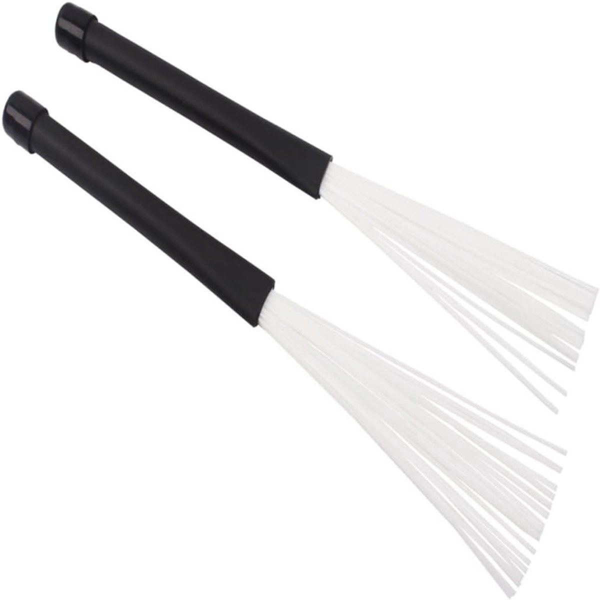 Drum Borstels - Telescopische Stokken - Muziek Maken - Flexibele Tips - 22 cm - Zwart Wit