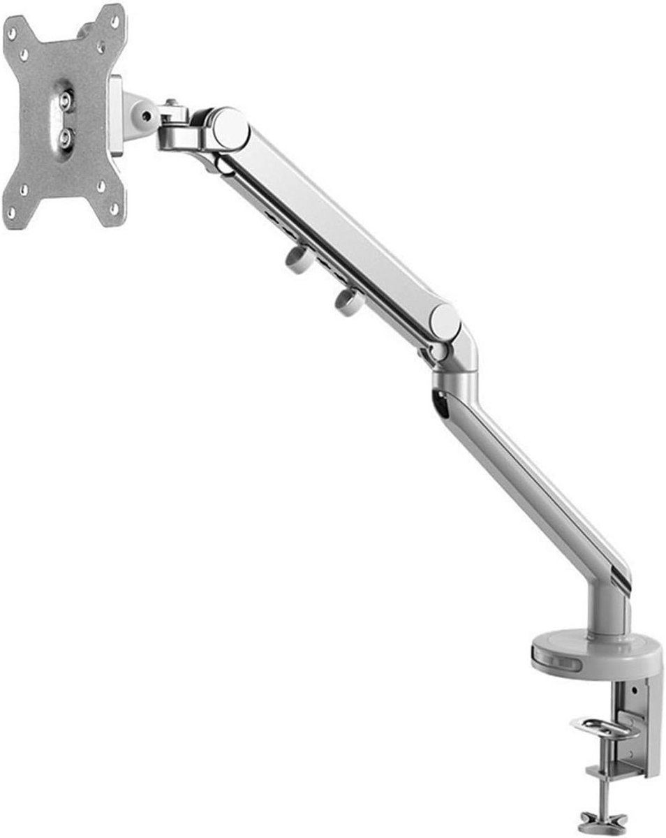 Monitor Arm - Enkele Beugel - Ergonomisch Werken - Mechanische Veer - 17-32 Inch - Zilver
