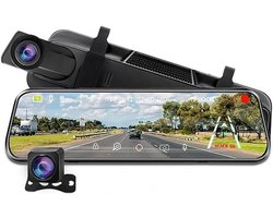 Spiegel Dashcam - Achteruitrijcamera Systeem - Veiliger Rijden - 10 Inch Touchscreen - 2K Voor 1080P Achter - Zwart