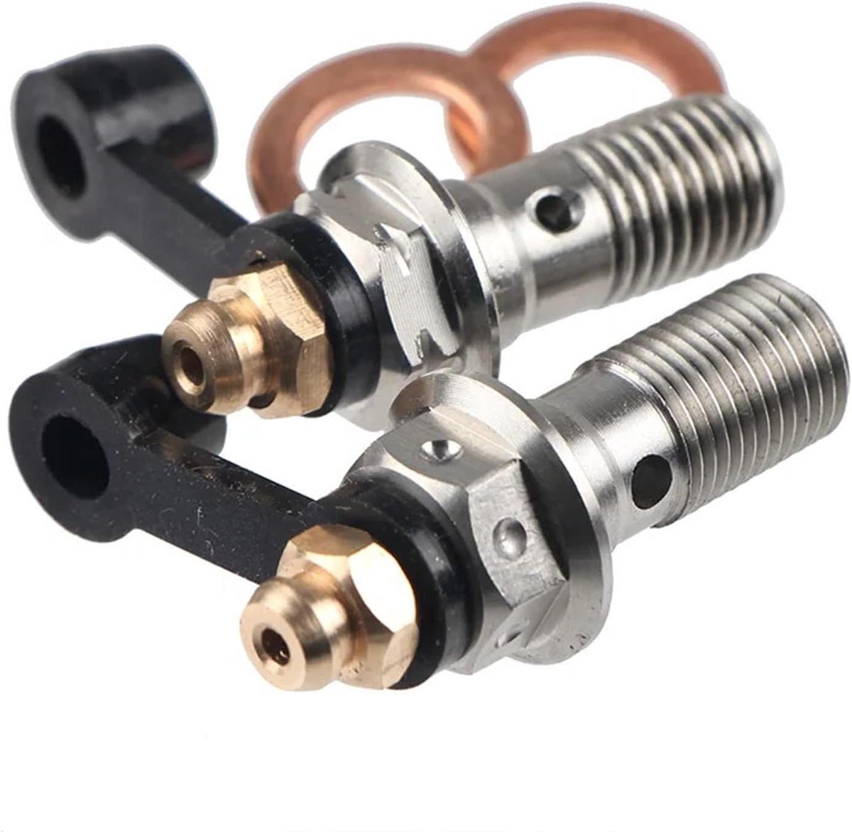 Remklauw Ontluchtingsnippel - Remnippel Set - Motoronderhoud - Zinklaag Coating - M10x1.0/1.25mm - Oranje