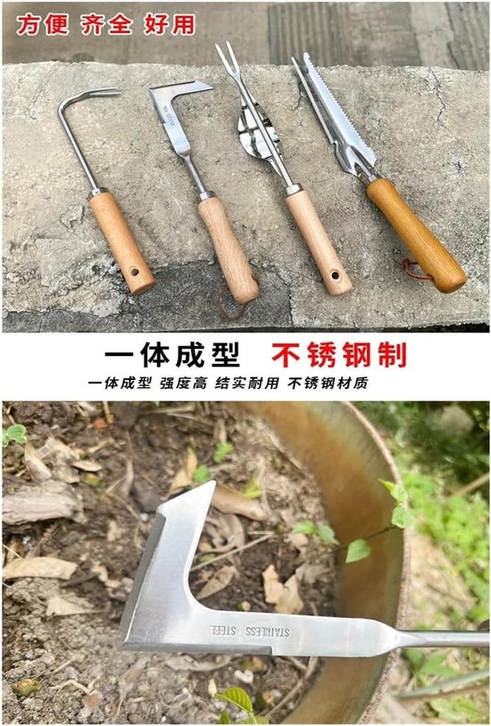 Wiedmes Worteltrekgereedschap - Tuinhark Wortelverwijderaar - Onkruid Verwijderen - L-vormig Ontwerp - Klein Handgereedschap - Natuurlijk — afbeelding 3