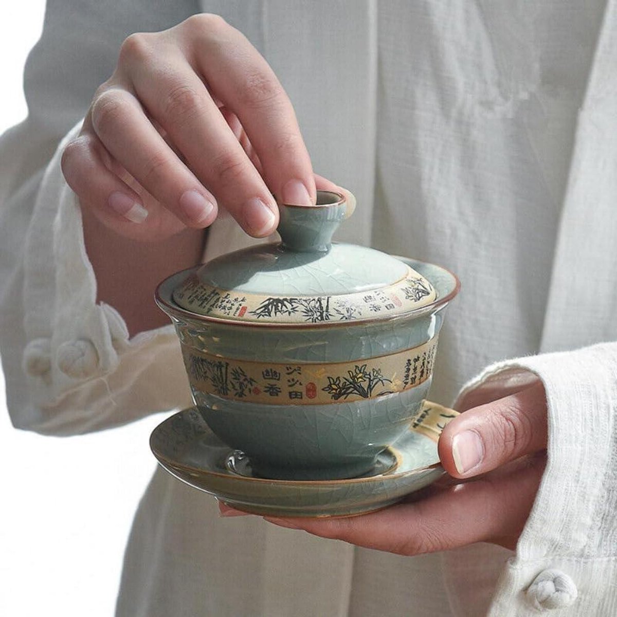 Thee Kom - Kung Fu Set - Ceremonieel Gebruik - Gladde Glazuur - 10x9 cm - Blauw