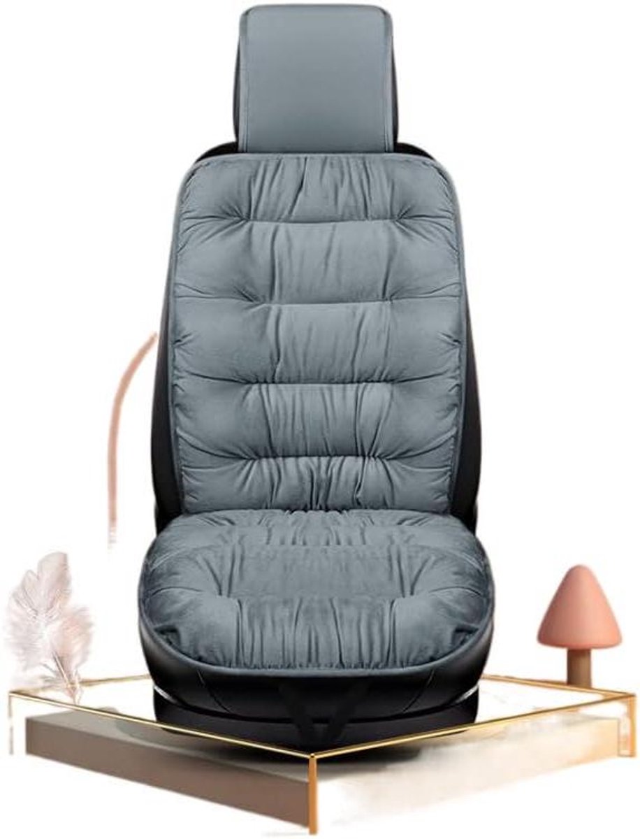 Autostoelkussen - Winter Pluche - Warmte Zitten - Extra Dik - Enkel Stuk - Zwart