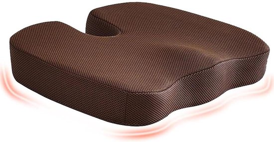 Autostoelkussen - Stoelverhoger Volwassenen - Comfortabel Autorijden - Traagschuim Ondersteuning - 45 x 35 x 7 cm - Bruin