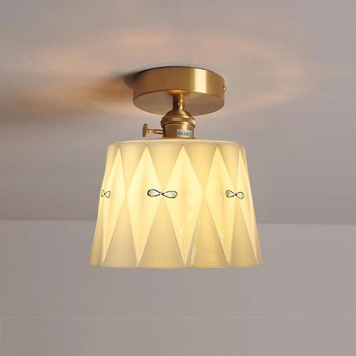 Plafondlamp Armatuur - Moderne Hal - Binnenverlichting - Melkglas Kap - 17 x 20 cm - Wit