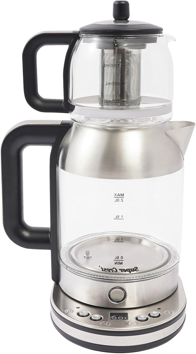 Dubbele Theemachine - Waterkoker - Thee en Koffie - Instelbare Temperatuur - 2.5L 1L - Zwart