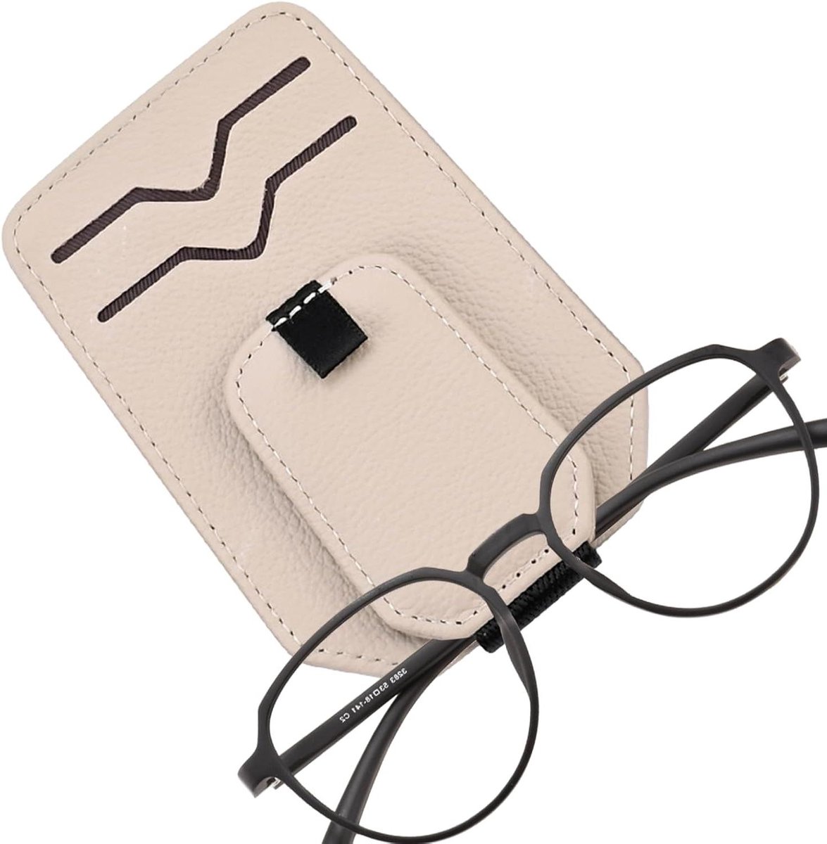 Zonnebrilhouder Auto - Brilclip Vizier - Veilig Rijden - Magnetische Sluiting - 12 cm - Beige
