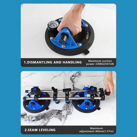 Naadloze Naad Setter - Werkblad Verbinding - Werkblad Installatie - Sterke Zuigkracht - 200mm Zuignap - Zwart — afbeelding 2
