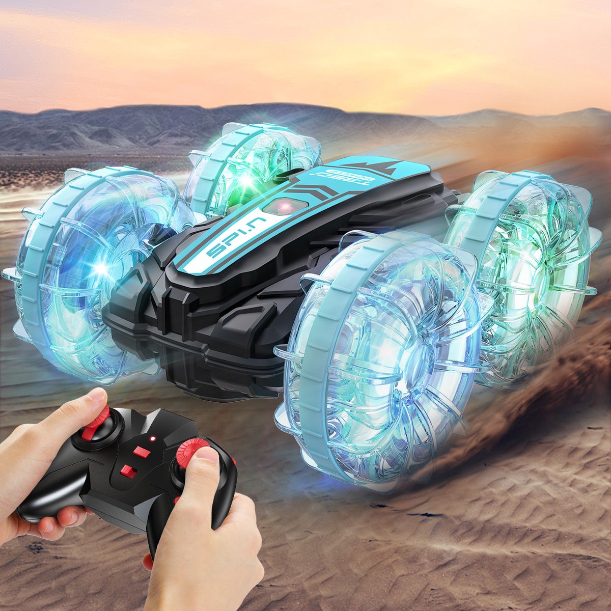 Korffe Bestuurbare Auto - RC Auto - Waterdicht - 360° rotatie - Rc voor Buiten - Race Auto Afstandsbestuurbare – Met Extra Accu-Buitenspeelgoed-Blauw — afbeelding 4