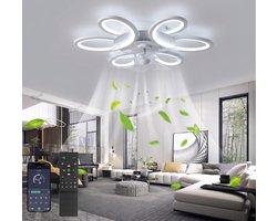 MUPOO Modern Plafondventilator met verlichting metApp & Afstandsbediening-Bloem - Dimbaar & 6 Snelheden- Winterstand & Stil -65cm Ventilator lamp Voor Woonkamer & Slaapkamer