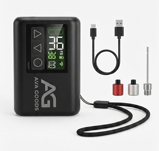 AvaGoods elektrische fietspomp XS - Digitaal display - 108 gram - Mini Luchtcompressor - Bandenpomp - Ballenpomp - USB-C Oplaadbaar van Merkloos — afbeelding 2