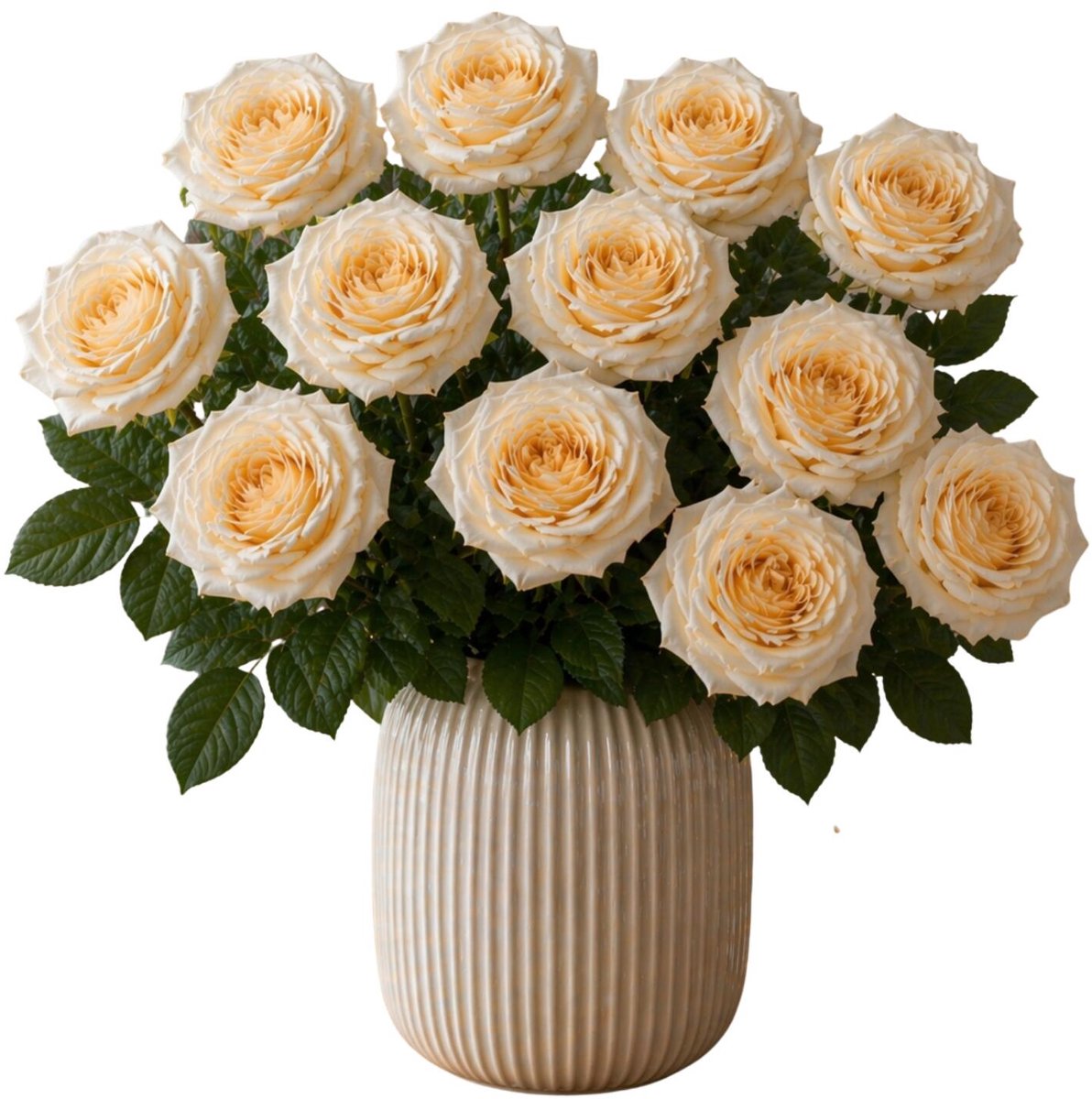 Mica Decorations Kunstbloemen Roos Amore - 12x - 66 cm - creme wit - zijdebloemen - boeket