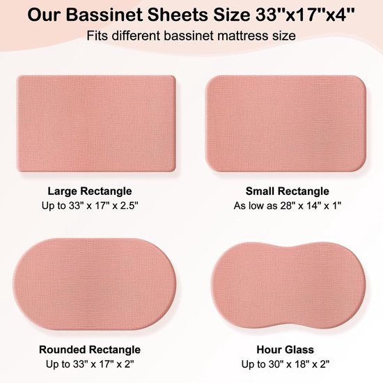 2 Stuks - Hydrofiele Baby Hoeslaken Wieg - 80x40 cm - Hoeslaken Wieg - Kinderwagen matras - Katoen - Hoes voor babymatras - Zachte - Aankleedkussenhoes - Voor zandlopervormige wiegjes en rechthoekige wiegjes - Beige En Roze — afbeelding 2