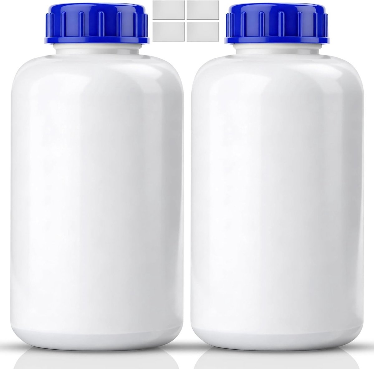 Set van 2 stuks 1000ml brede nek flessen met schroefdop voor laboratoriumgebruik en chemische opslag