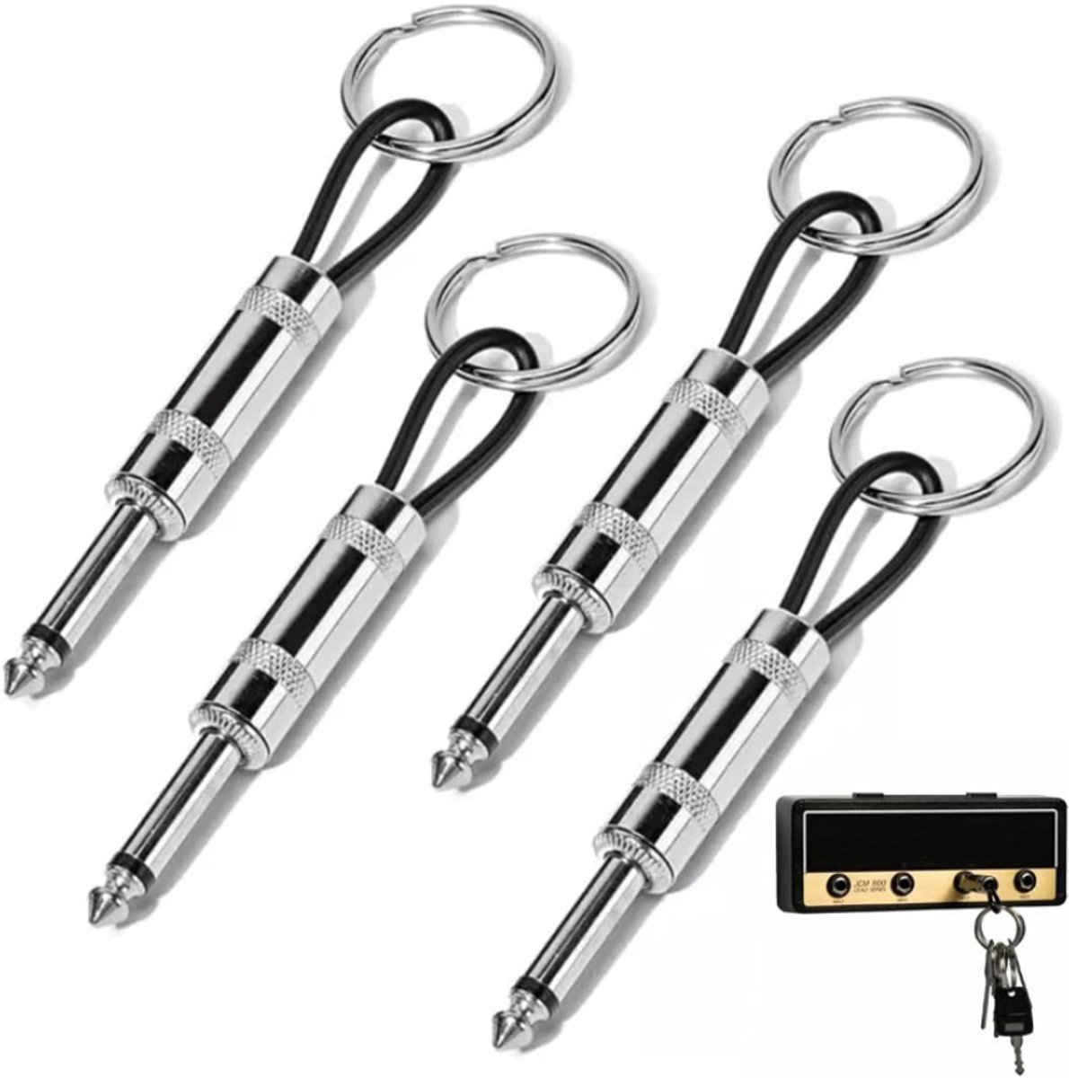 Reserve Sleutels voor Marshall Key Holder - Sleutelhouder voor gitaarsleutelhangers, voor wandmontage, met 4 sleutelhangers met gitaarstekker