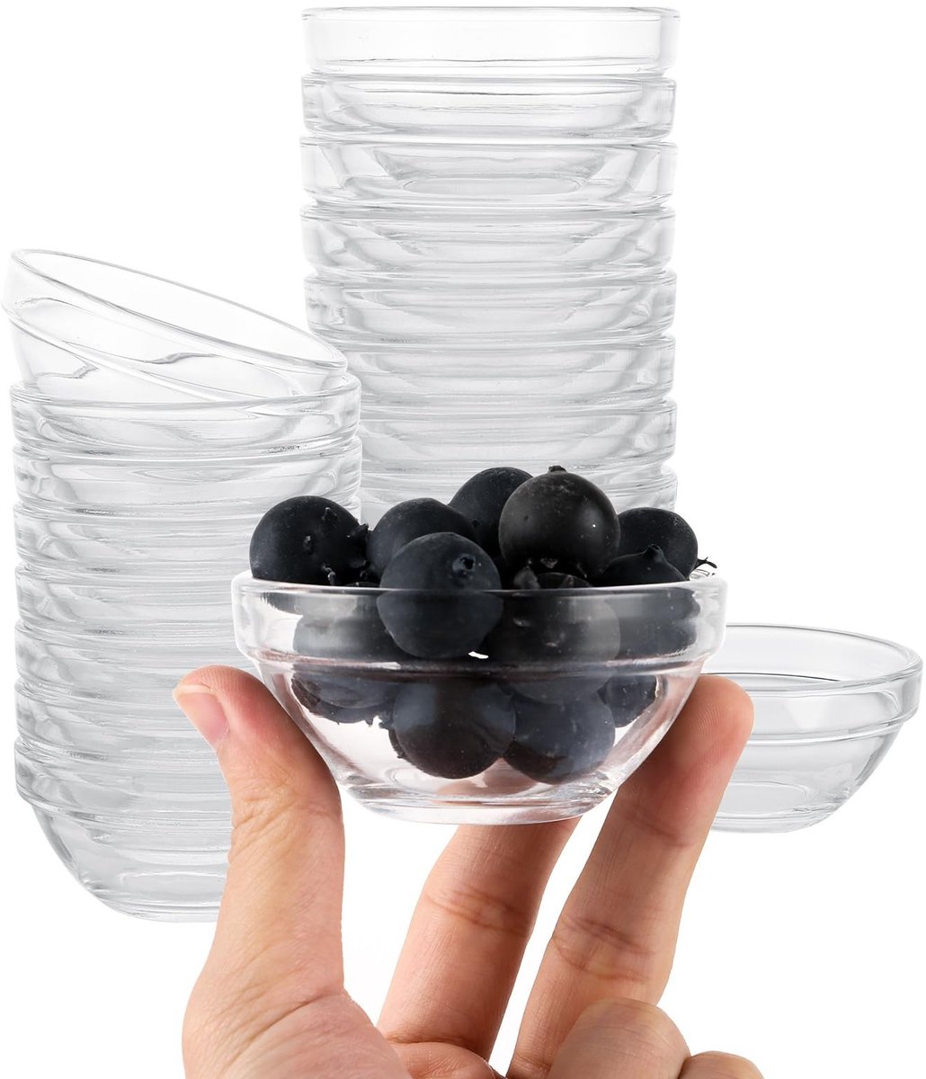 Allecto - Dipschalen - Kleine glazen schaaltjes - Vaatwasserbestendig - 7,5 cm - Snackschalen - Geschikt voor tapas, dips en desserts