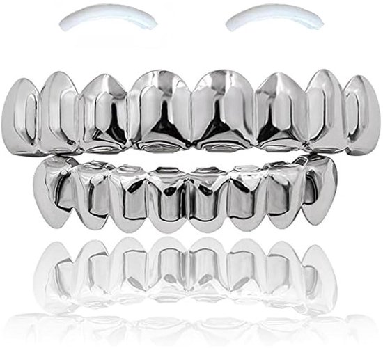 Allecto - Hiphop Tanden Set - Gouden Tanden - Uniek Design - Zilver - Tandheelkundige Grills - Perfect voor Cosplay - Halloween Party