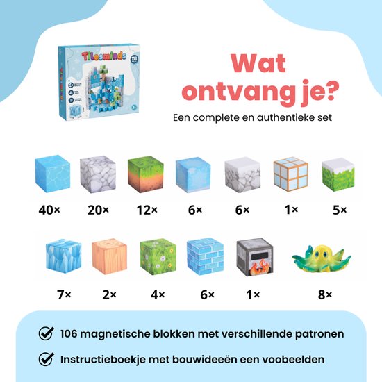 TilesMinds® - Magnetische blokken - 118 stuks - Magnetic cubes ...