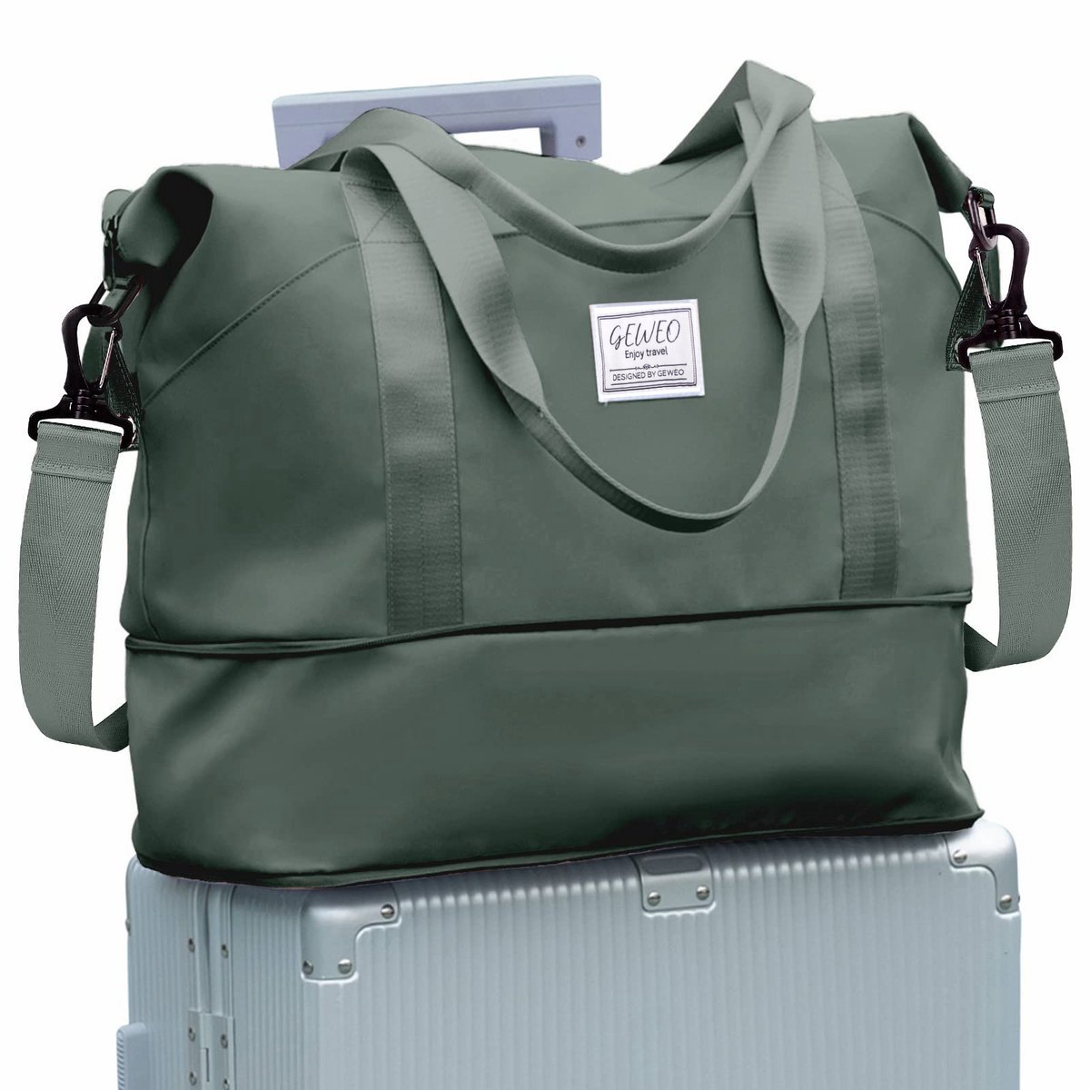 Geweo Weekendtas - Reistas - Duffel Bag - Handbagage 40*20*25 - Shouldertas - Maximaal 35 L - Waterdicht - Sporttasche - Travel Bag - Dames Heren - Groen
