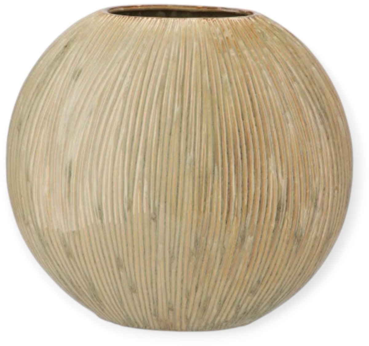 DK design Daan Kromhout - Vaas - Sifan - Groen - Creme - Ovaal - 24x10x23cm - Keramiek Groenig creme