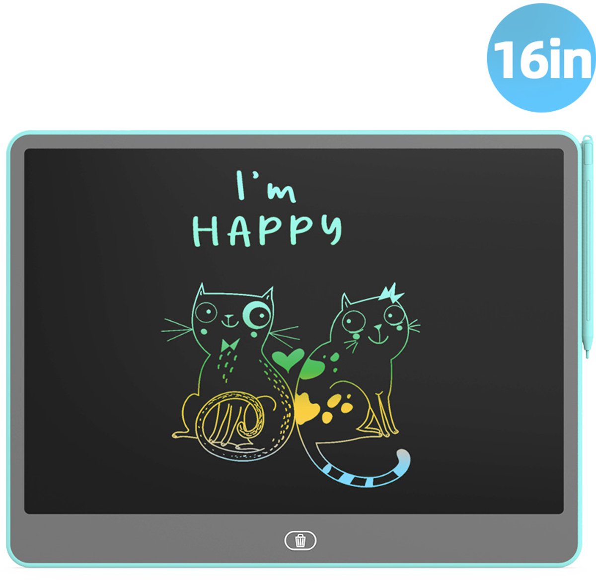 16 inch LCD Tekentablet met Pen - Kleurenscherm - Tekenbord Kinderen voor Tekenen en Schrijven - Groot Formaat Schrijfbord - Grafische Tablet voor Meisjes - educatief voor kinderen - Lichtblauw