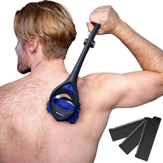 baKblade Back Shaver 3.0 Stealth – Rug Scheren Mannen - Rug Scheerapparaat met 3 Scheermesjes - Makkelijk Rughaar Verwijderen met Bakblade - Bodytrimmer Heren - Bodygroomer
