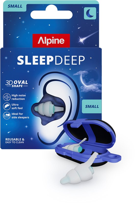 Alpine SleepDeep Mini Oordopjes Slapen - Maximale Geluidsdemping - Perfect voor Zijslapers - 27dB SNR Oordoppen - Sleep Plugs - Slaapoordoppen Snurken - Small Size - 1 Paar