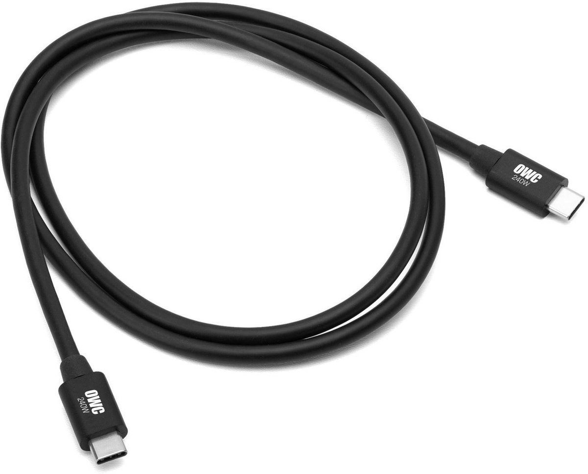 OWC 2.0 Meter USB-C Cable Thunderbolt 4 & 5, 80/120Gb/s, USB-C / USB-4 devices 240W - Black