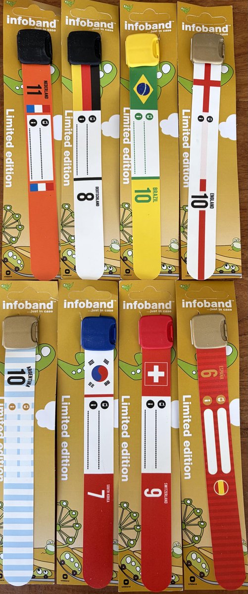 Set van 10 WK armbandjes diverse landen 10 stuks. Veilig op pad tijdens het WK en/of op vakantie!