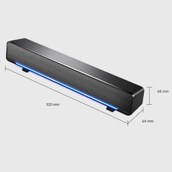 longziming -Stereo Soundbar - Luidsprekerbalk Met Subwoofer - Bureau Luidspreker - Geïntegreerde Subwoofer - Blauw LED Licht - Hoogwaardig Kunststof - Compact Ontwerp - Plug And Play Gemak - 1 Stuk van Longziming — afbeelding 3