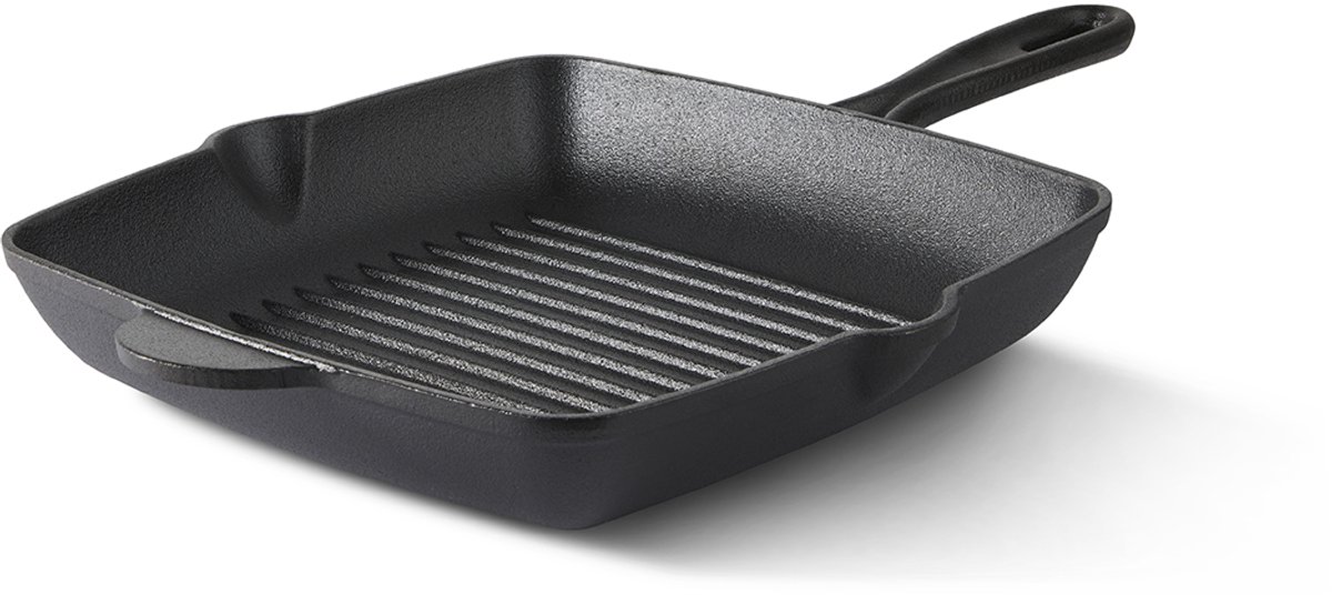 ISENVI Byron - Gietijzeren Grillpan - 28 cm - Geschikt voor BBQ & Inductie - Skillet Pan - PFAS, PTFE Vrij - Alle Warmtebronnen - Zwart