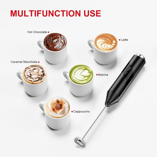 Handmelkopschuimer - Elektrische opschuimer met roestvrijstalen garde - Handmixer voor dranken - Geschikt voor koffie, lattes, cappuccino's, matcha en meer - Werkt op batterijen - Elektrische mixer & koffieroerder - Batterijen niet inbegrepen van Merkloos — afbeelding 4