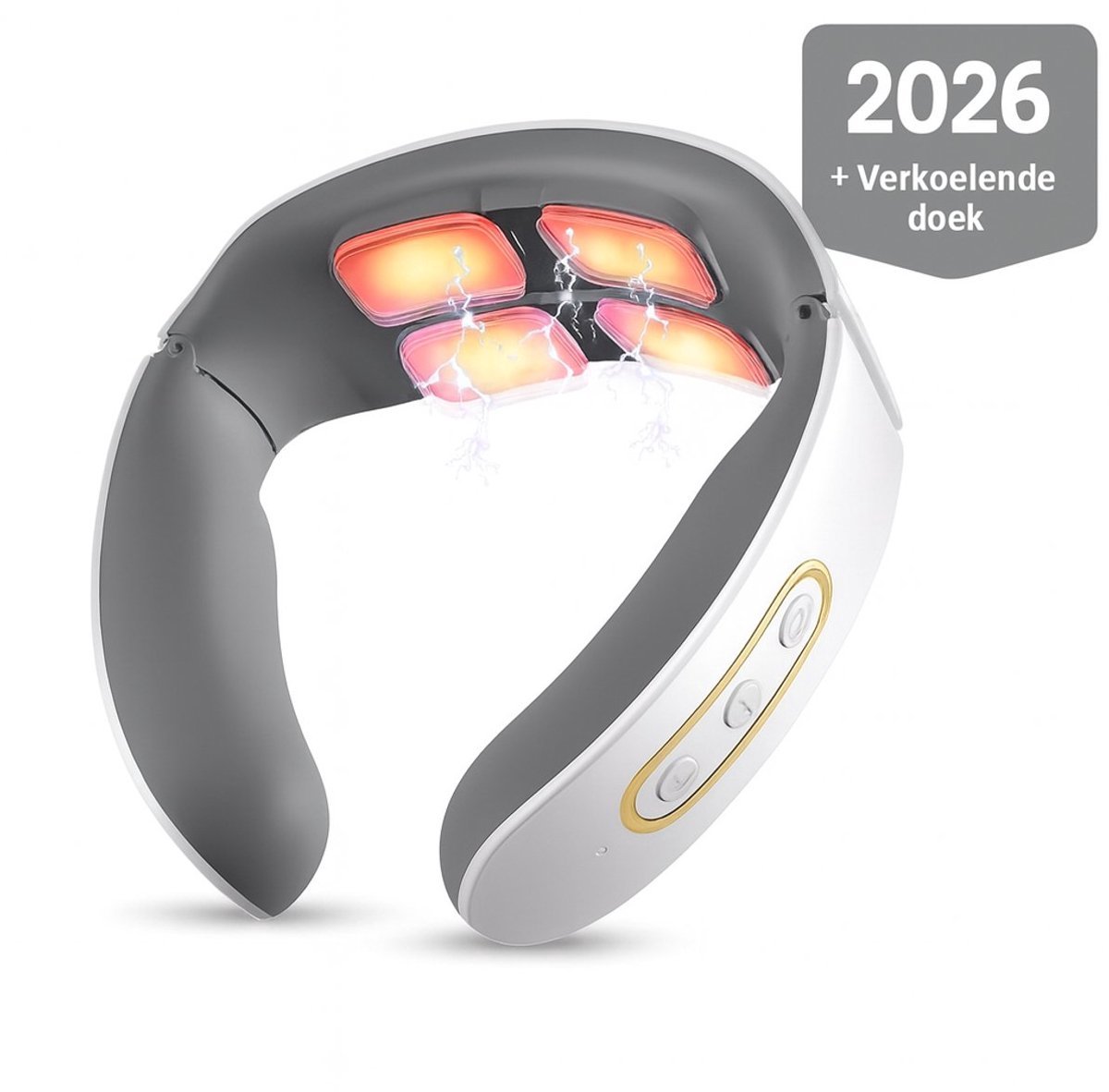 Nekmassage Apparaat met Warmtefunctie – Nekmassage Apparaat Draadloos – TENS Technologie – Massage voor Nek & Schouders – Elektrische Nekmassager – Draadloos & Ergonomisch Ontwerp – Inclusief Verkoelende Doek