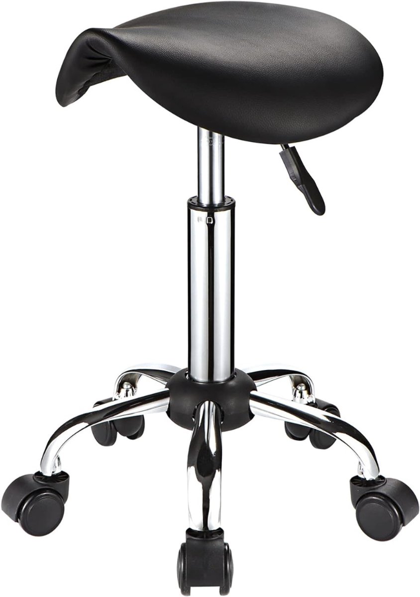 KAD® Tabouret - Zadelkruk Op Wielen - Zadelkruk - Zwart - 34cm x 39cm x 65cm